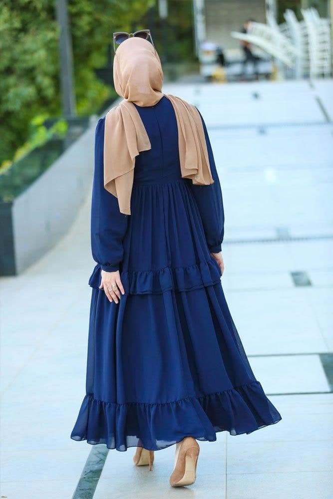 Mona Modest Dress in blue, view 3