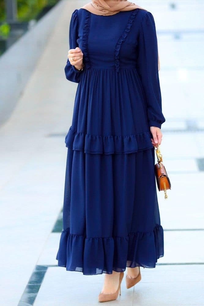 Mona Modest Dress in blue, view 4