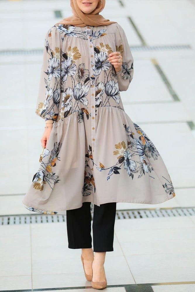 Close-up shot of the Elegant Elif Tunic showing fabric and design details