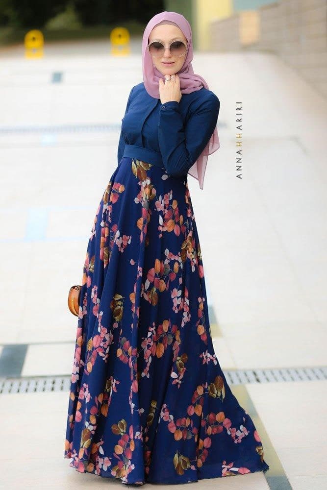 Reinah Modest Dress in blue, view 5