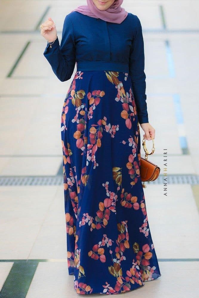Reinah Modest Dress in blue, view 4