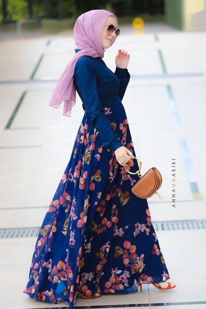 Reinah Modest Dress in blue, view 3