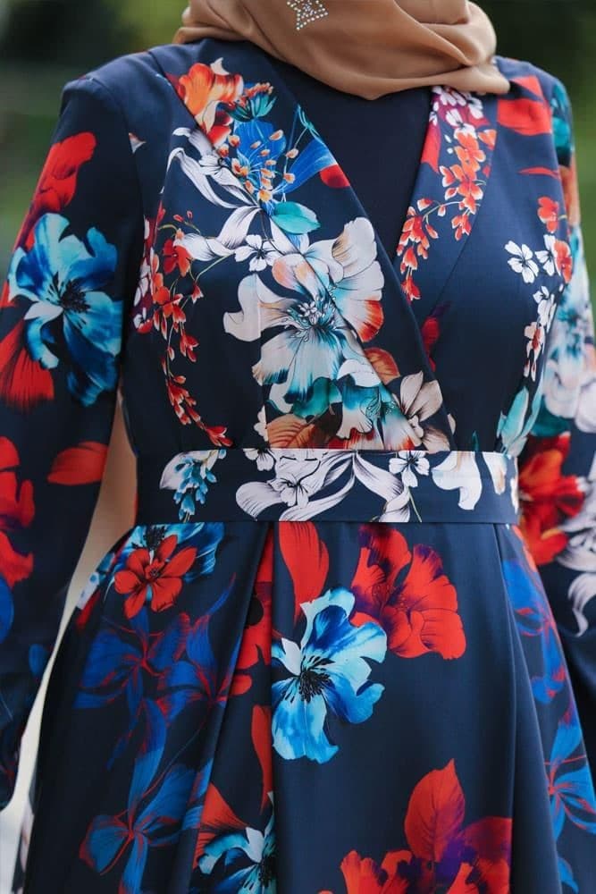 Vela Modest Dress in blue, view 5