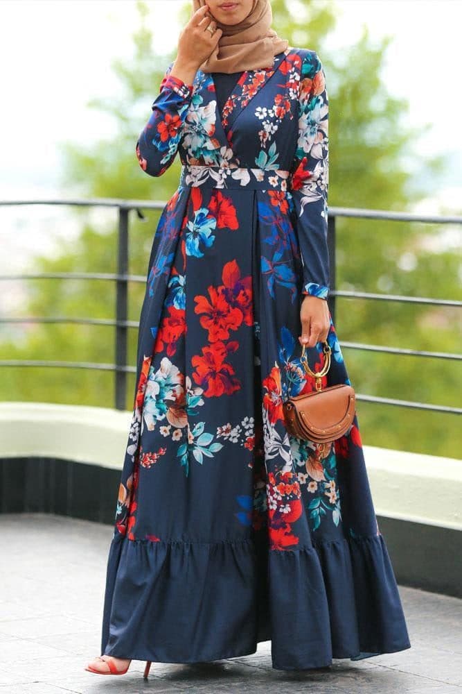 Vela Modest Dress in blue, view 4