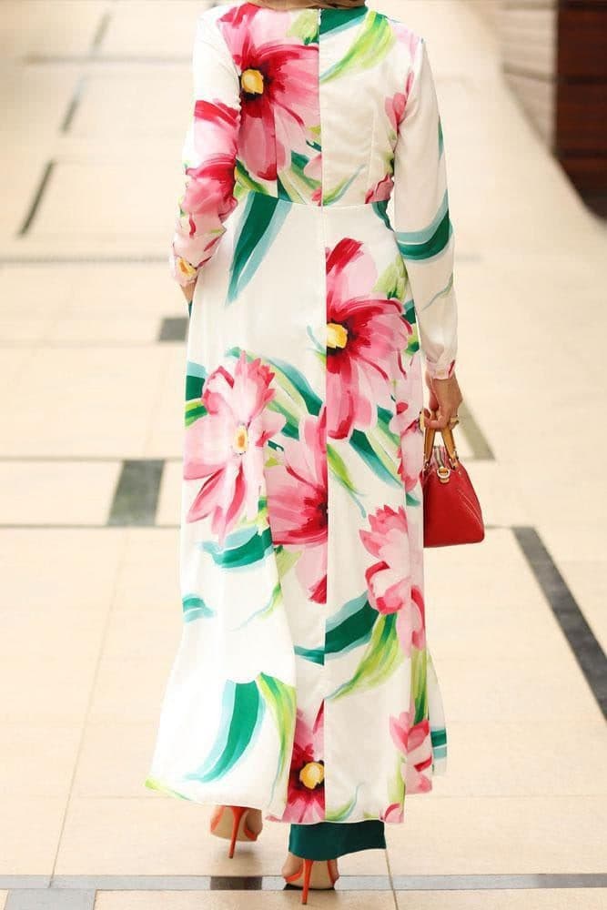 Betul Modest Tunic and Pants Set in white, view 5