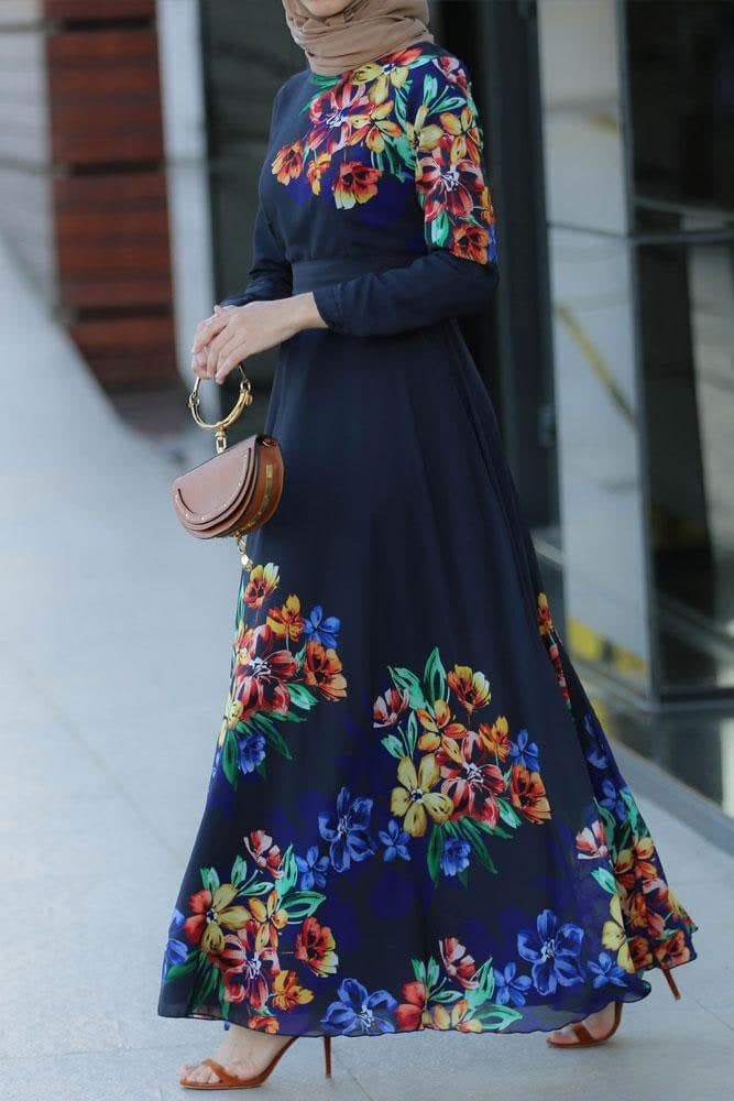 Alia Modest Dress in blue, view 3