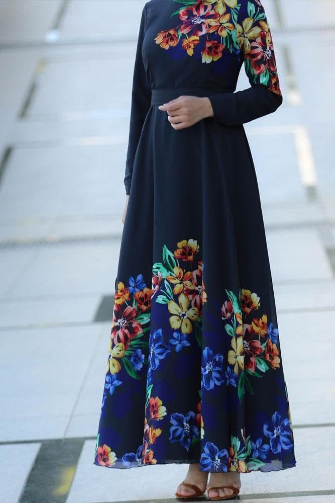 Alia Modest Dress in blue, view 4