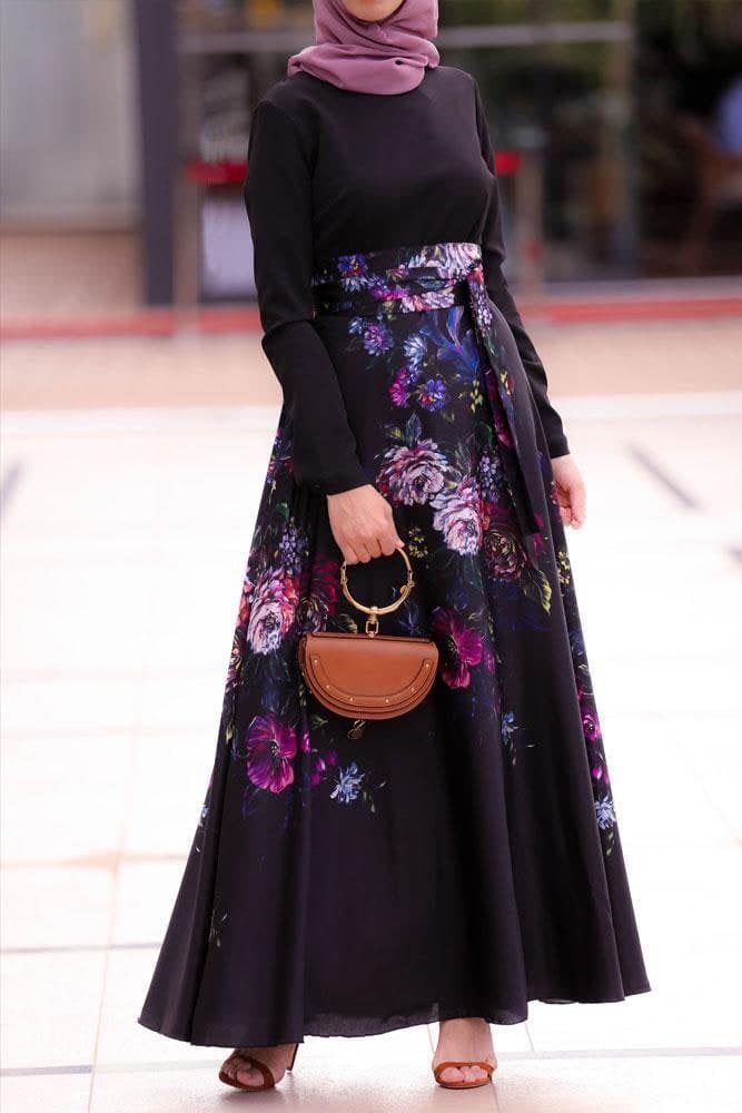 Magnolia Modest Dress in black, view 5