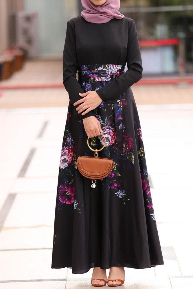 Magnolia Modest Dress in black, view 6