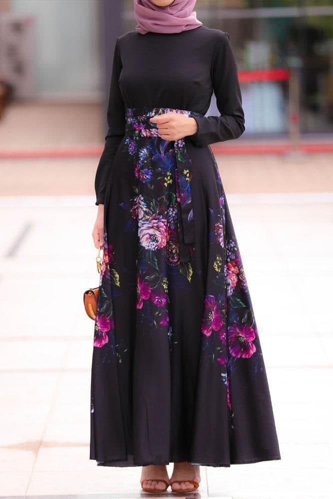 Magnolia Modest Dress in black, view 3
