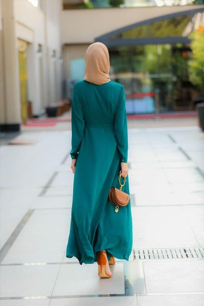Emerald Shirt Dress in green, view 9