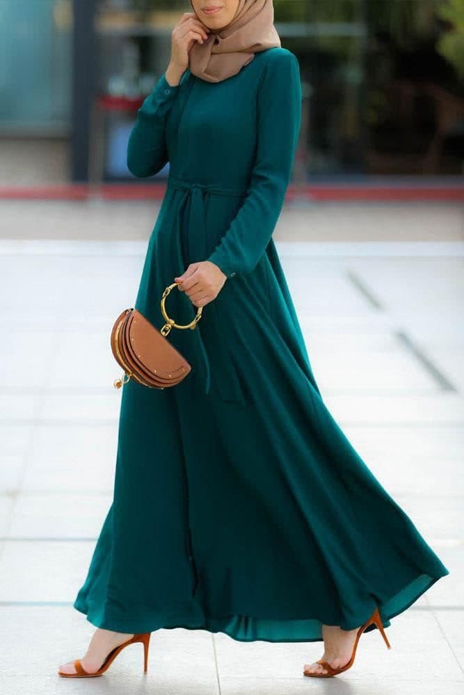 Emerald Shirt Dress in green, view 3