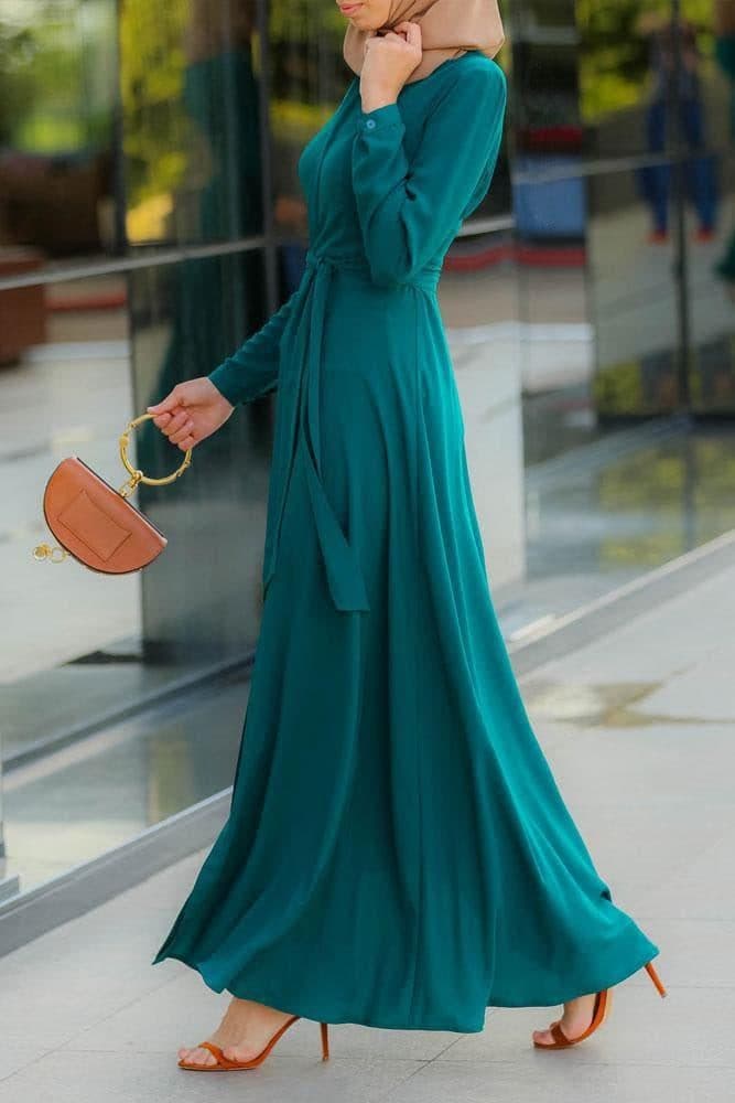 Emerald Shirt Dress in green, view 5