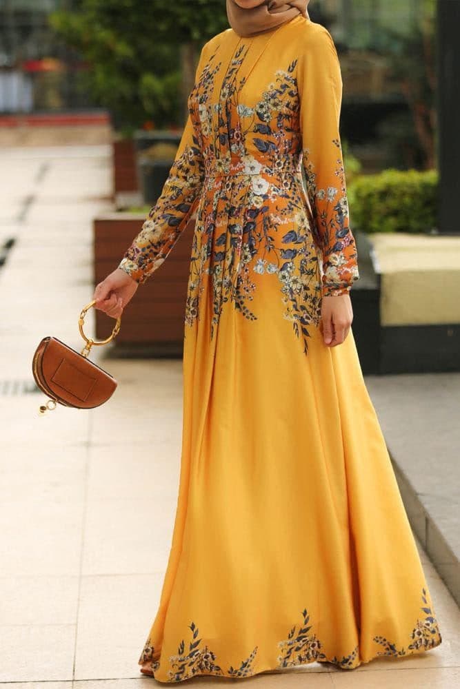 Prom Modest Dress in yellow, view 7