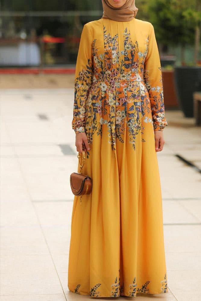 Prom Modest Dress in yellow, view 5