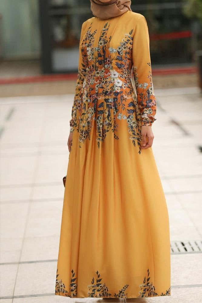 Prom Modest Dress in yellow, view 8