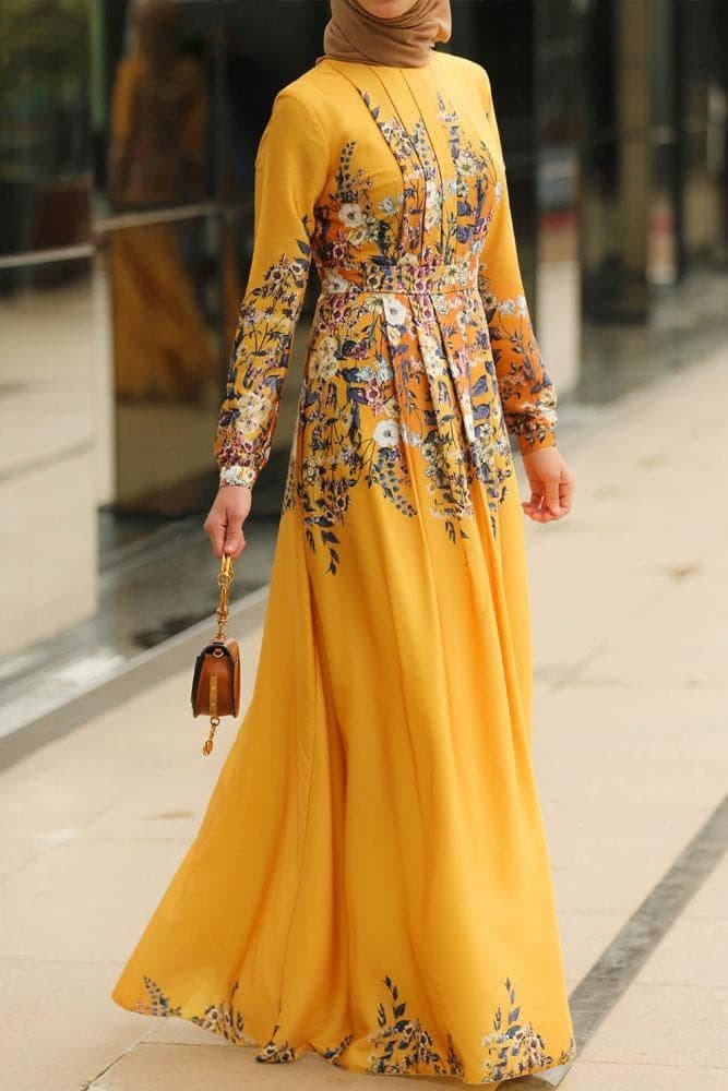 Prom Modest Dress in yellow, view 6
