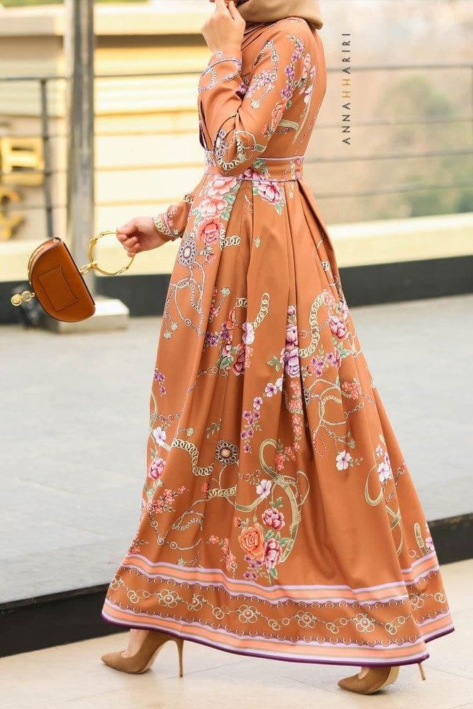 Hijab Modest Dress in brown, view 4