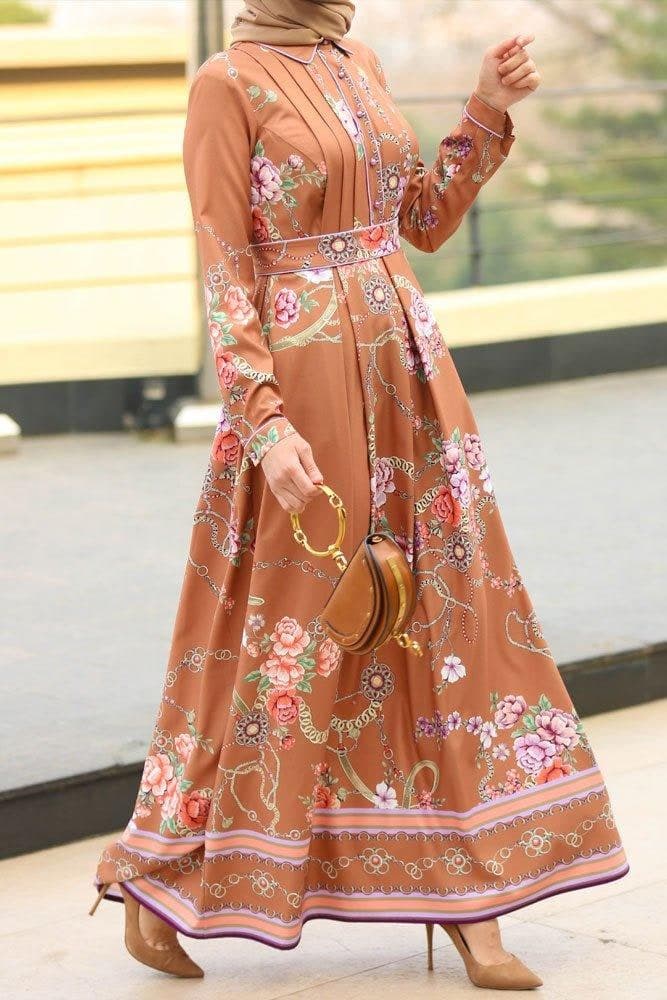 Hijab Modest Dress in brown, view 6
