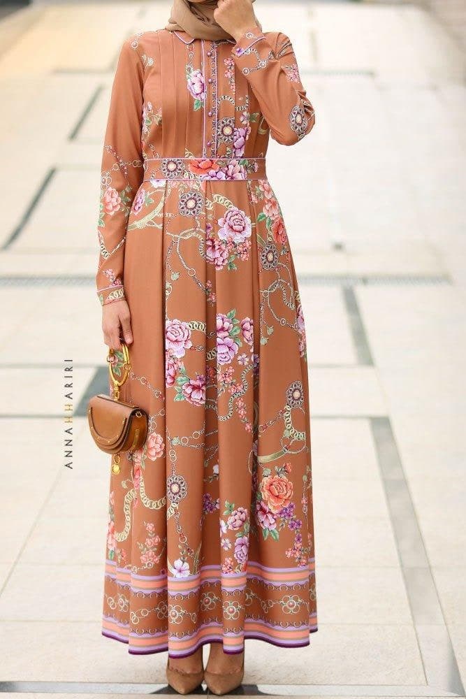 Hijab Modest Dress in brown, view 7