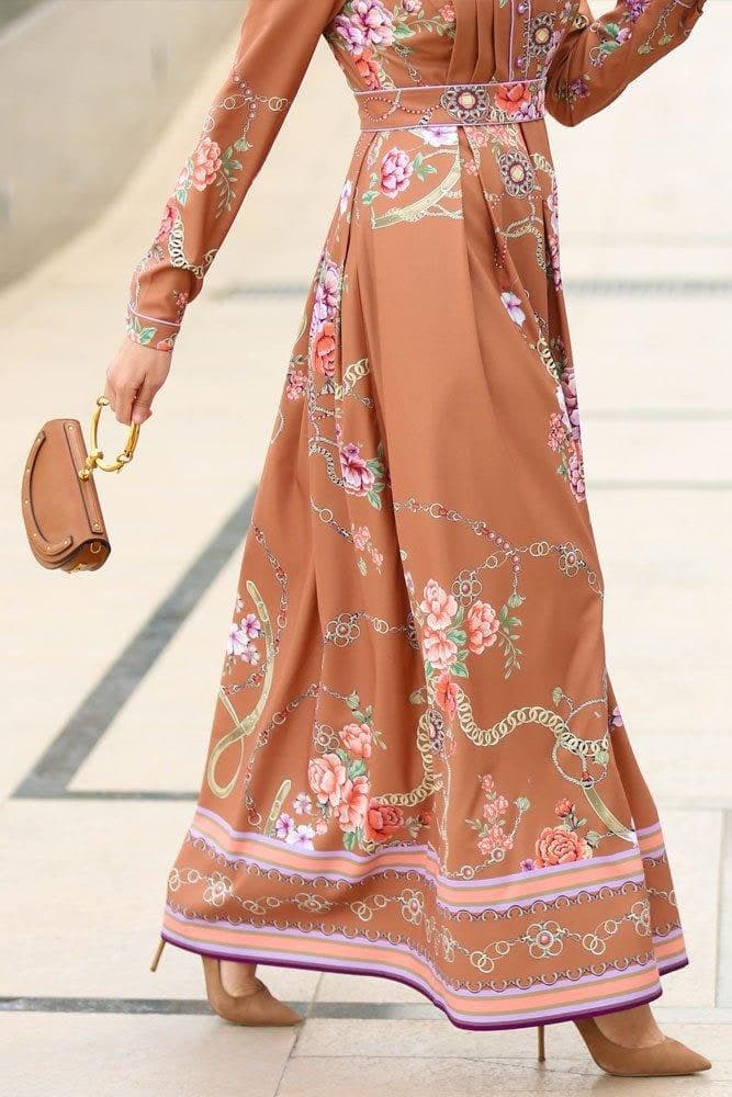Hijab Modest Dress in brown, view 5