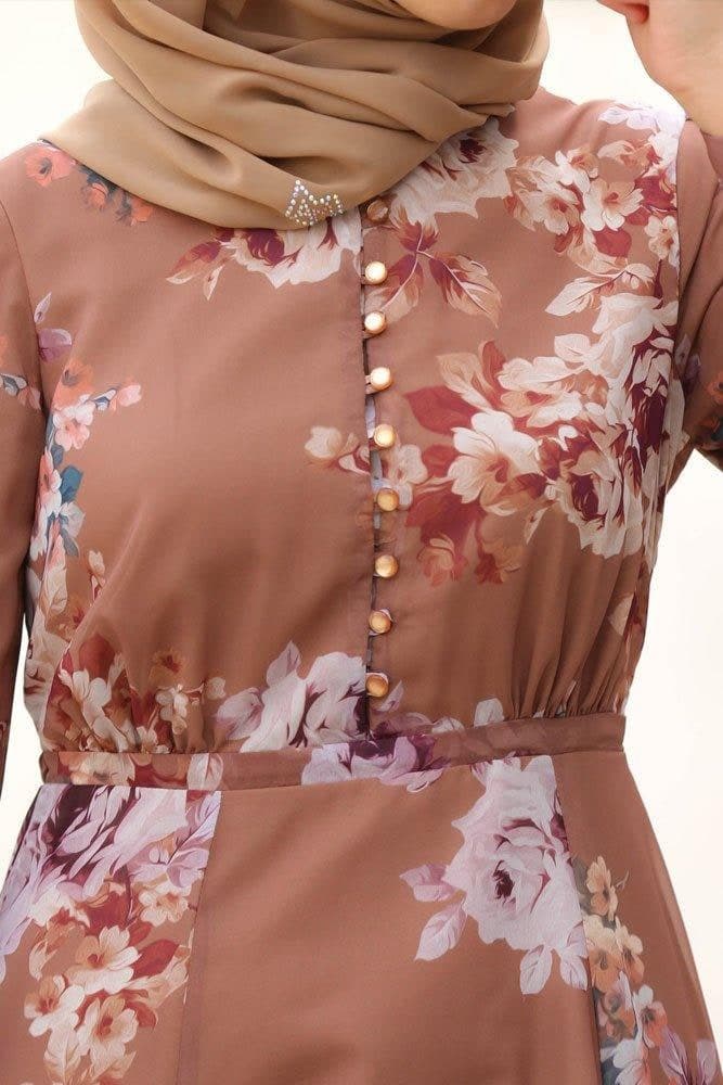 Sabiha Modest Dress in brown, view 7