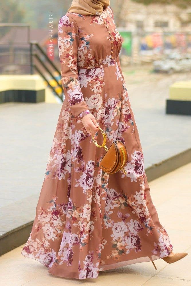 Sabiha Modest Dress in brown, view 5