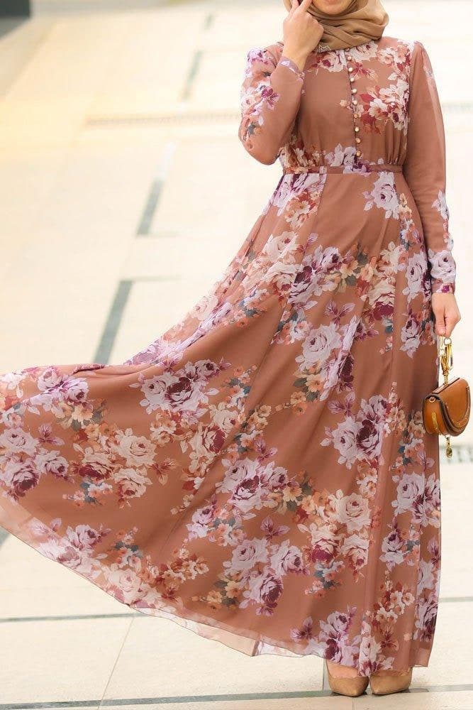Sabiha Modest Dress in brown, view 9
