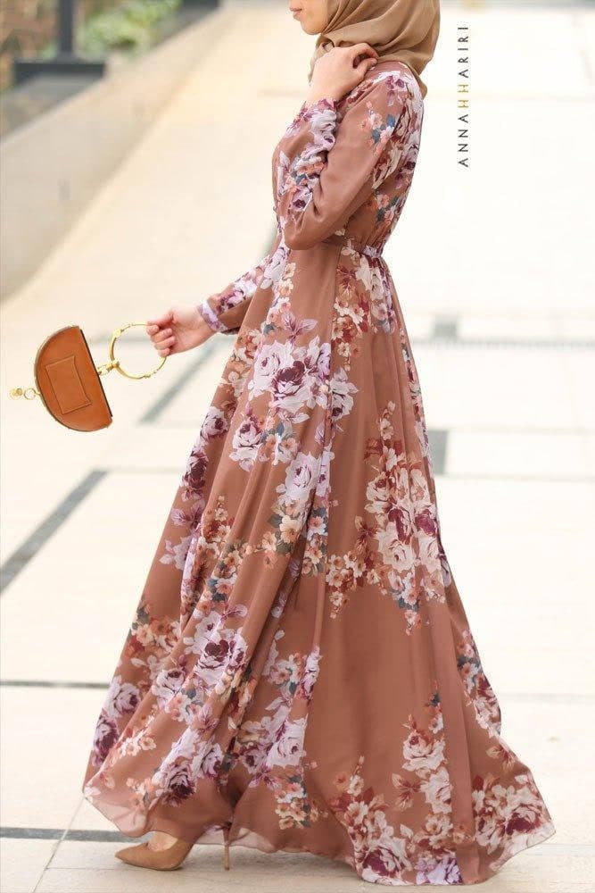 Sabiha Modest Dress in brown, view 3