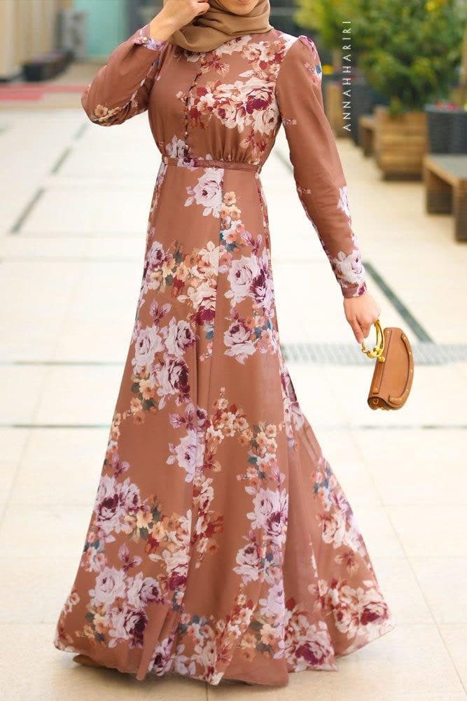 Sabiha Modest Dress in brown, view 4