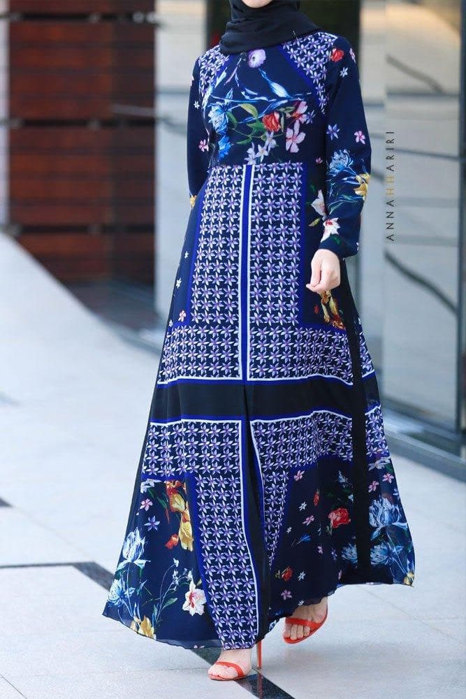 Scarf Print Dress in blue, view 4