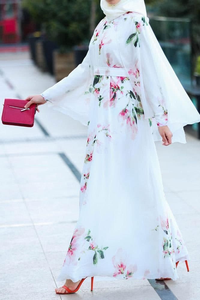 Delicate Cape Dress in white, view 5