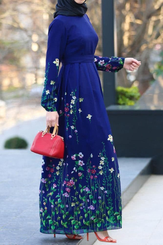 Full-length view of Floral Meadow Crepe Maxi Dress