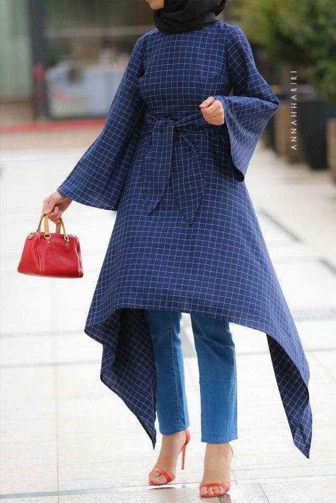 Uneven Modest Tunic in blue, view 4