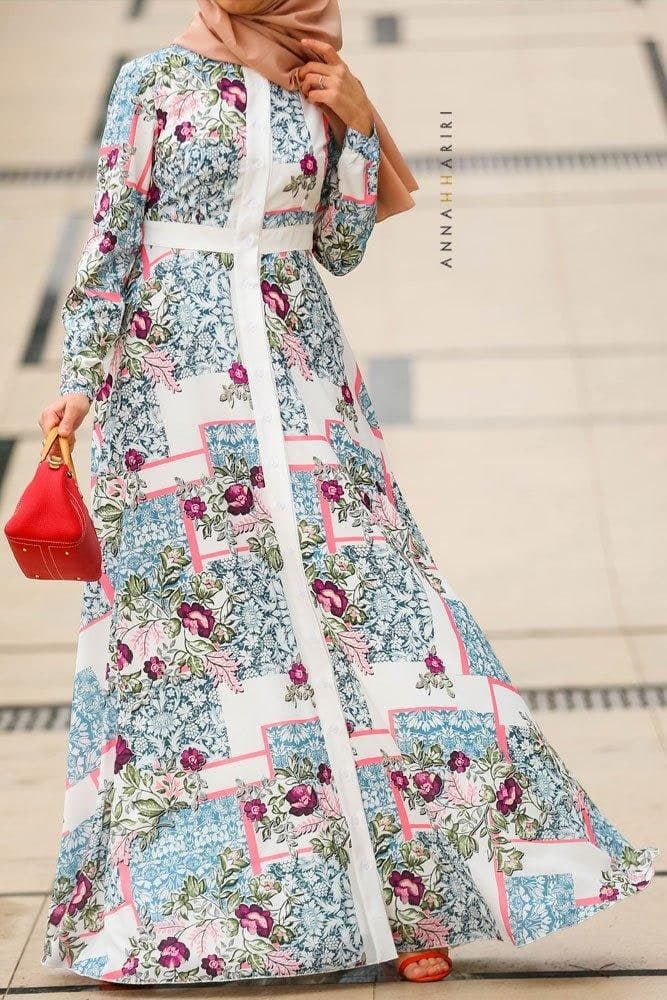 Ottoman Print Dress in blue, view 5