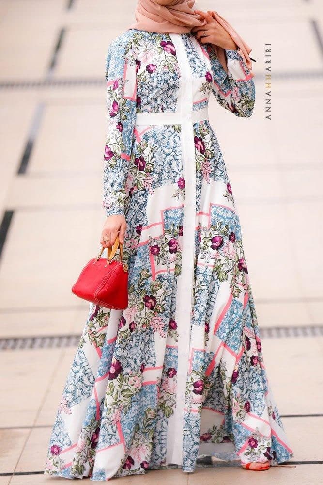 Ottoman Print Dress in blue, view 4