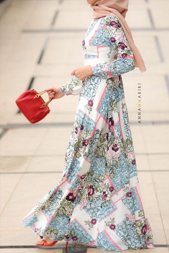 Ottoman Print Dress in blue, view 6