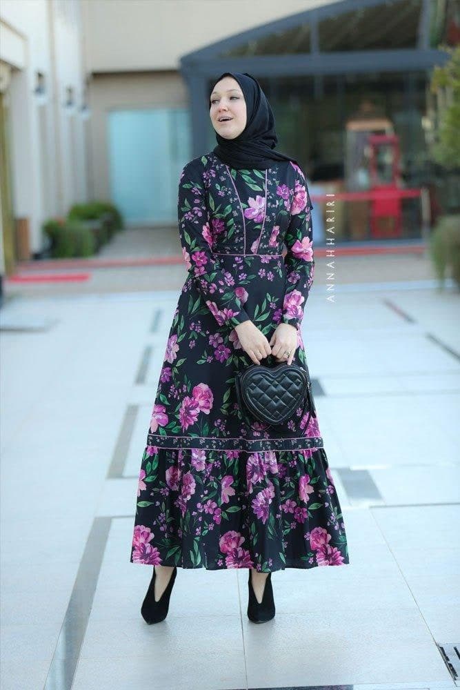 Violetta Modest Dress in black, view 8