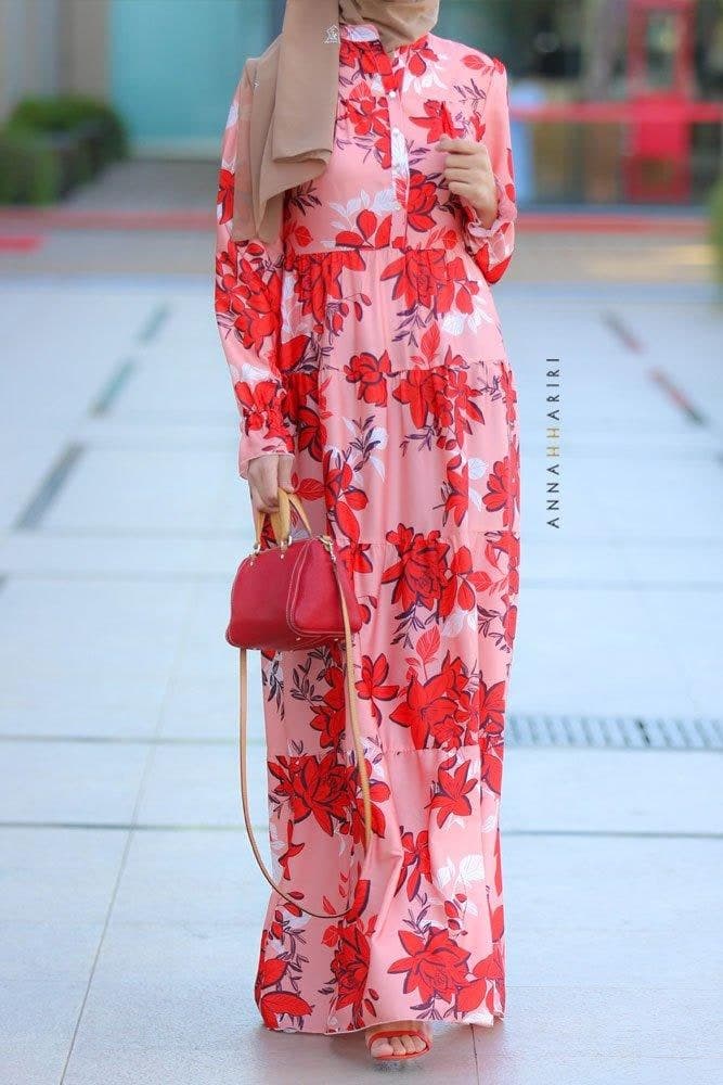Marshmallow Modest Dress in pink, view 3