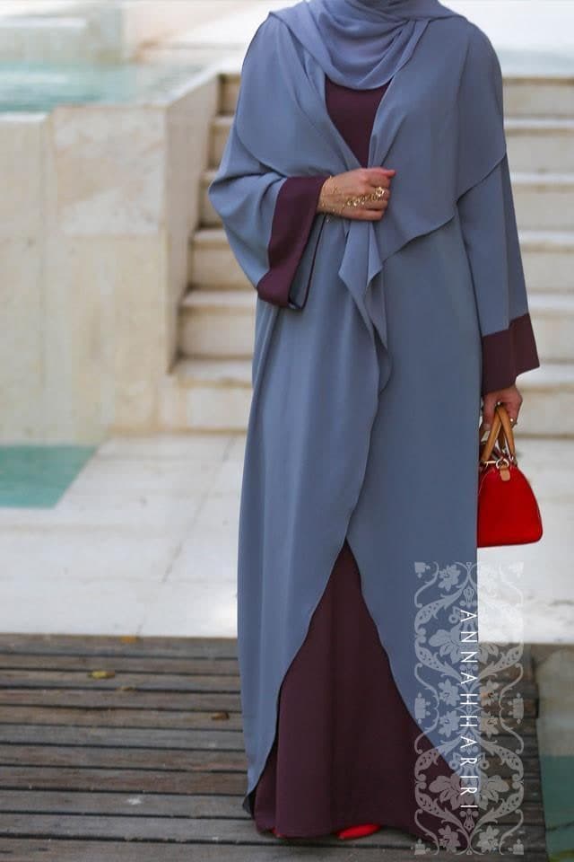 Abaya Dress Grey&Maroon, view 3