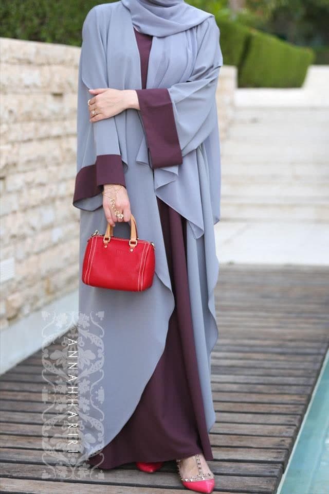 Abaya Dress Grey&Maroon, view 10