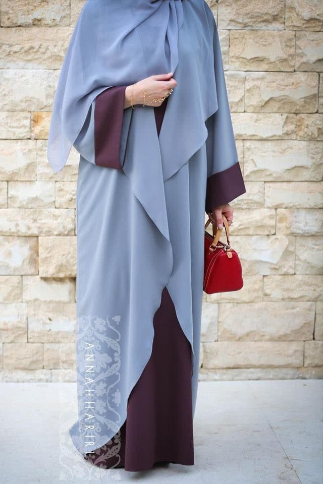 Abaya Dress Grey&Maroon, view 5