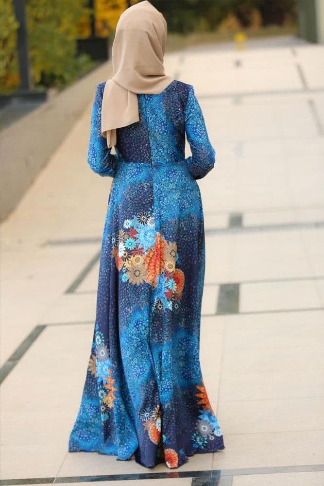 Morocco Kaftan Dress in blue, view 4