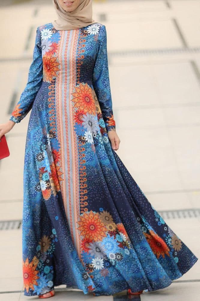 Morocco Kaftan Dress in blue, view 8