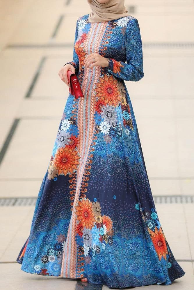 Morocco Kaftan Dress in blue, view 5
