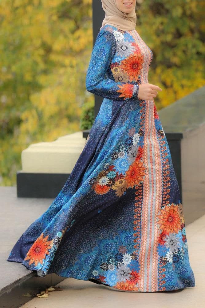 Morocco Kaftan Dress in blue, view 9