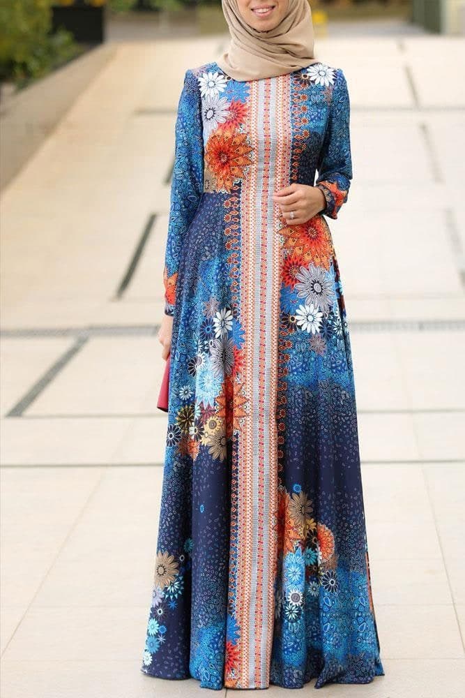 Morocco Kaftan Dress in blue, view 3