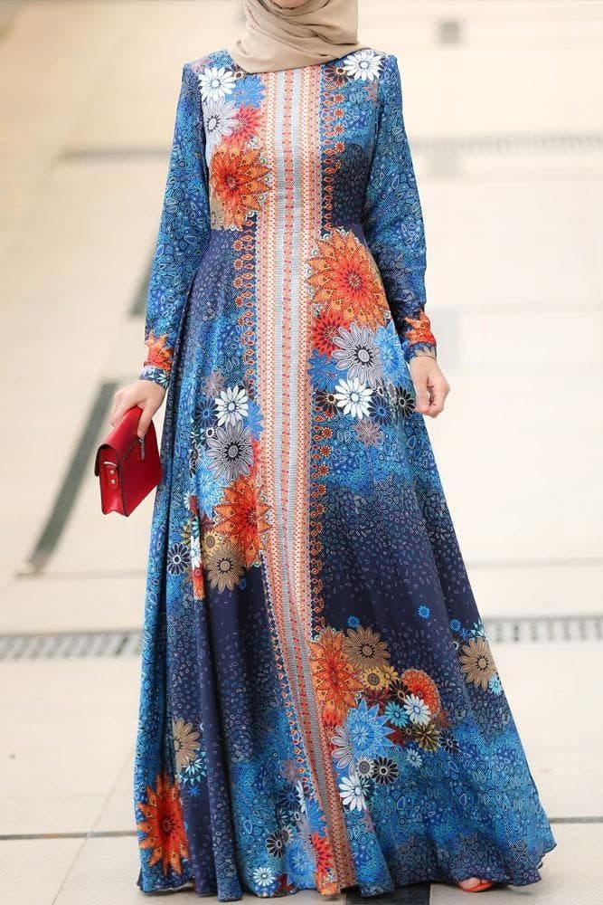 Morocco Kaftan Dress in blue, view 6