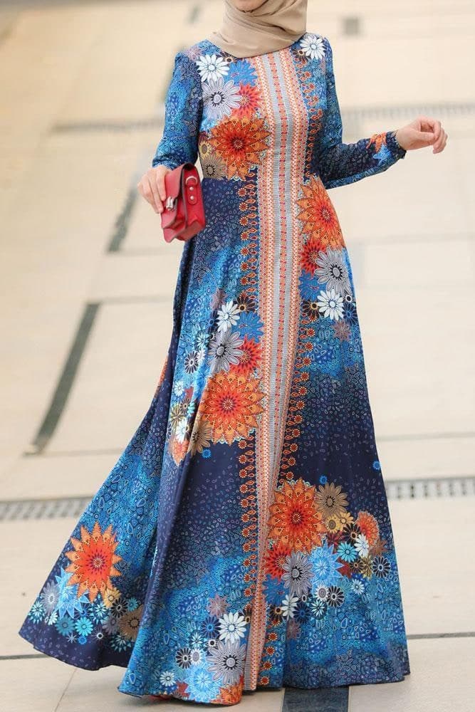 Morocco Kaftan Dress in blue, view 7