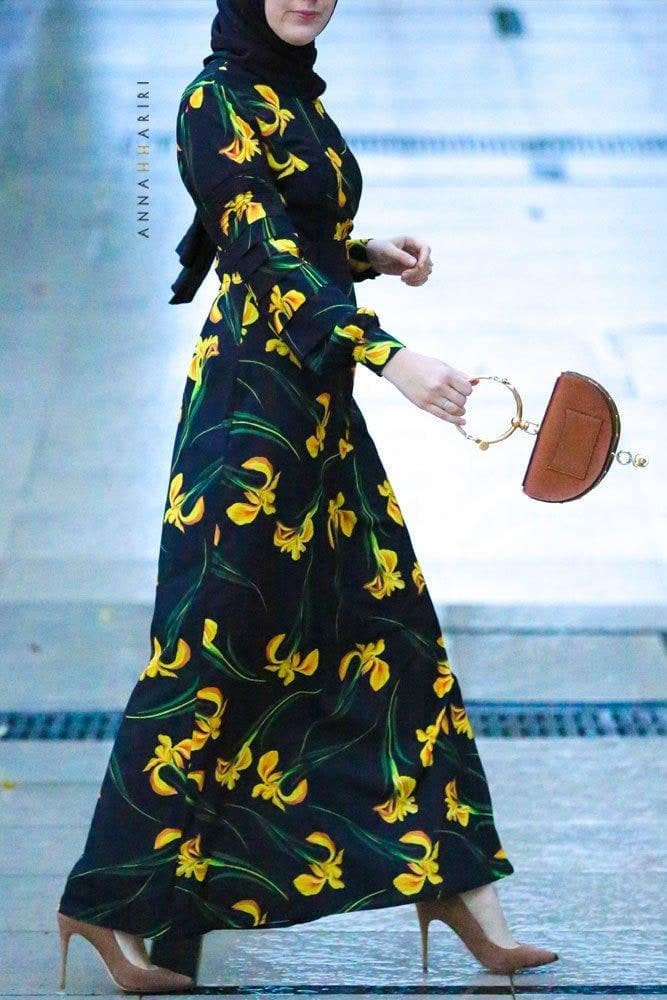 Floral Elegance Designer Modest Dress side view